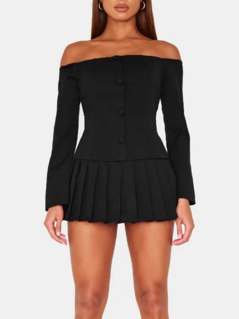 PRETTYLITTLETHING Pleated Hem Skort Bardot Romper